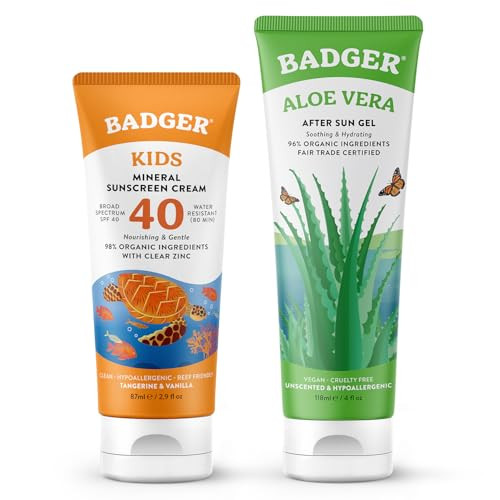 Badger Spf 40 Kids Mineral Sunscreen And Organic Aloe Vera Gel