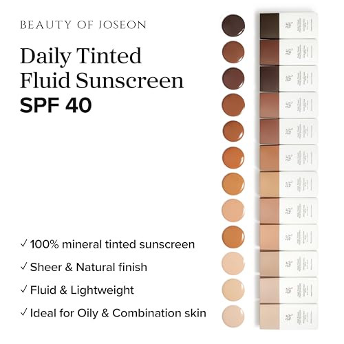 Beauty Of Joseon Daily Tinted Fluid Sunscreen 12 Shades For Face Moisturizing Broad Spectrum Spf 40 Korean Skincare 50Ml 1.69 Fl.Oz #Dp320