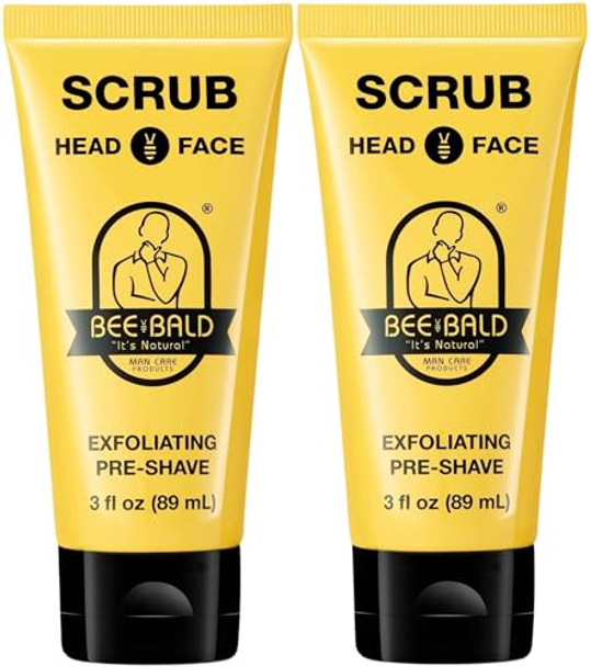 Bee Bald Scrub Exfoliating Preshave For Deep Cleans & Removing Pore Clogging Dirt Oil & Dry Flaky Skin. Prepares You For A ‘Super Close Shave’ 3 Fl Oz