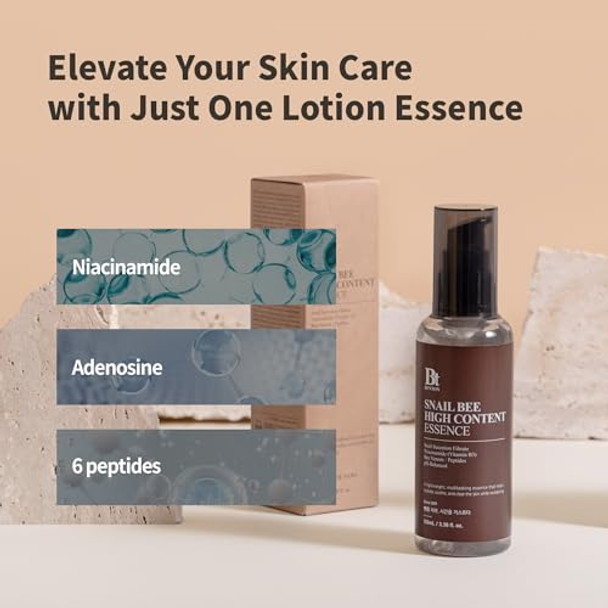 Benton Snail Bee High Content Essence 100Ml (3.38 Fl Oz.) Snail Mucin Essence With Niacinamide & Bee Venom Korean Skin Care Face Moisturizer For Women & Men With Combination Oily Skin