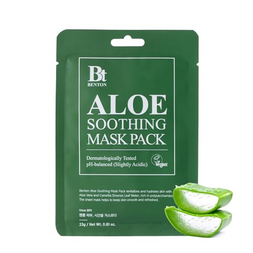 Benton Aloe Soothing Mask Pack 23G 10 Pack (230G_) Aloe & Green Tea Leaf Water Contained Hydrating And Cooling Facial Mask Sheet Fresh Moisturizing And Cooling Effect