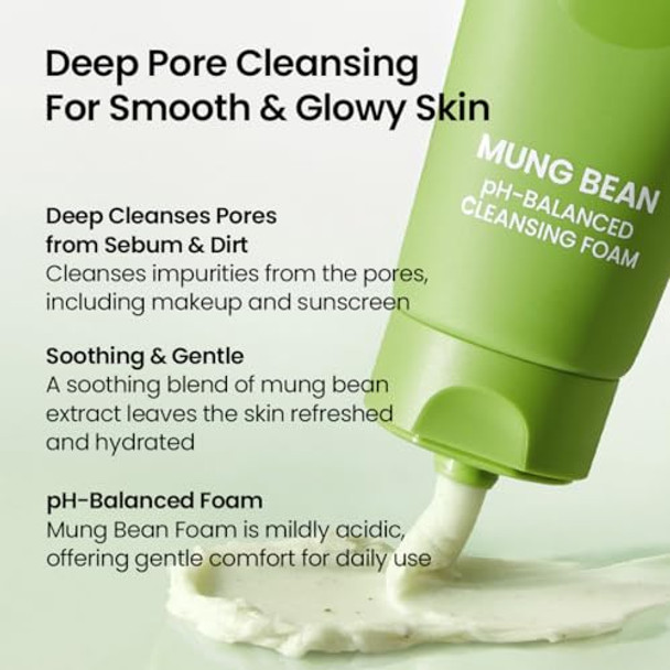 Beplain Mung Bean Phbalanced Cleansing Foam (5.4Fl.Oz/160Ml) Fragrance Noncomedogenic Tested Deep Pore Facial Cleanser Suitable For Sensitive Skin Beplain Mung Bean Phbalanced Cleansing Foam (5.4Fl.Oz/160Ml) Fragrance Noncomedogenic Tested Deep Pore Facial Cleanser Suitable For Sensitive Skin