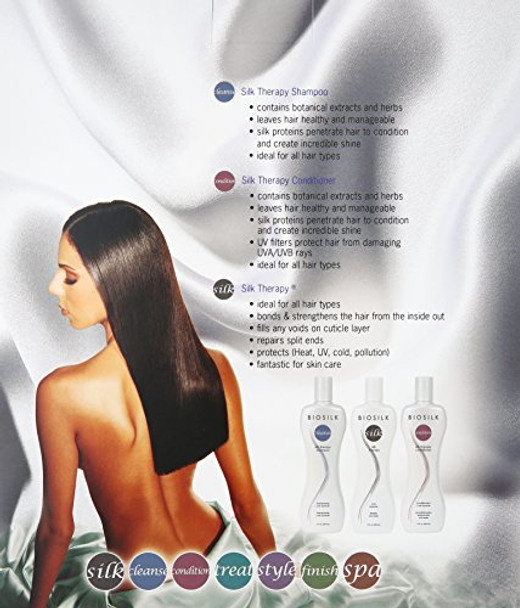 Biosilk 3Piece Silk Therapy Shampoo Conditioner & Serum Kit Haircare For Incredible Shine Sulfate Paraben & Cruelty 12 Oz (3 Products)