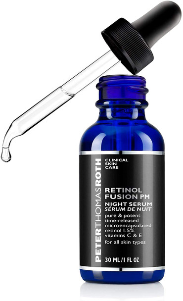 Peter Thomas Roth Retinol Fusion PM Night Serum, Hydrating Retinol Facial Serum, 1.5% Microencapsulated Retinol for Fine Lines, Wrinkles, Uneven Skin Tone, Texture and Radiance