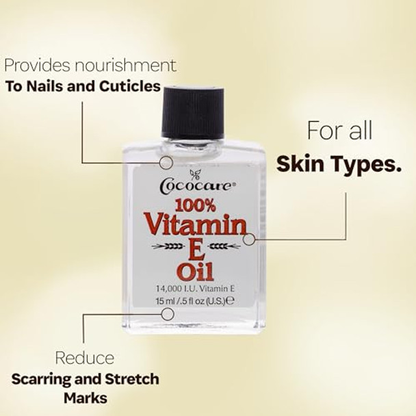 Cococare 100% Vitamin E Oil 14000 I.U. 0.5 Fl Oz Skin Moisturizer & Antioxidant Protection Cococare 100% Vitamin E Oil 14000 I.U. 0.5 Fl Oz Skin Moisturizer & Antioxidant Protection