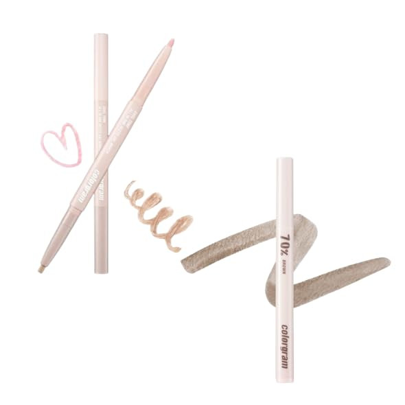 Colorgram 02 Cool Tone Under Eye Highlighter Stick + Shade Reforming Brush Liner 70% Brown Bundle