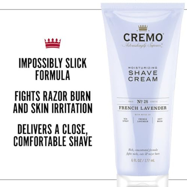 Cremo French Lavender Moisturizing Shave Cream Astonishingly Superior Ultraslick Shaving Cream For Women Fights Nicks Cuts And Razor Burn 6 Fl Oz (Pack Of 2)