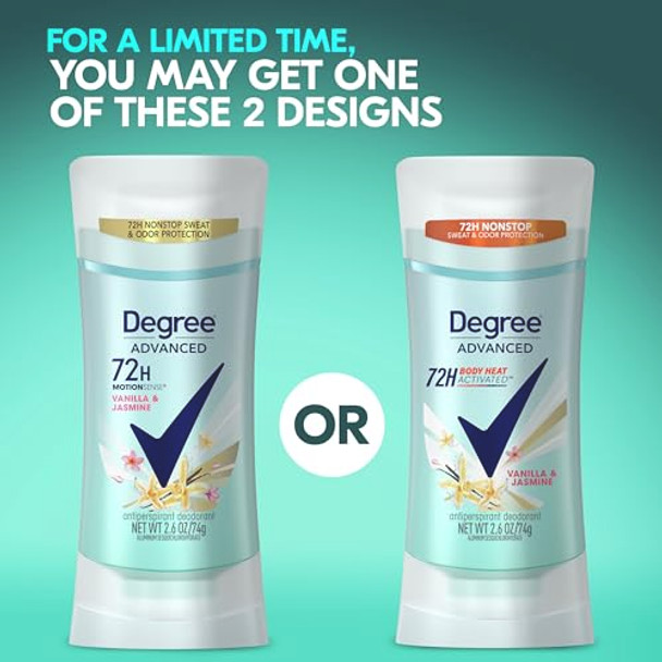 Degree Women'S 72Hour Sweat & Odor Control Antiperspirant Deodorant Bundle With Vanilla & Jasmine And Lavender & Waterlily Scents 2.6 Oz Each