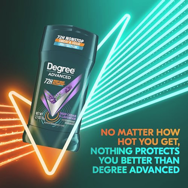 Degree Men Antiperspirant Deodorant Stick Deep Cedar & Lavender 4 Count 72Hour Sweat And Odor Protection Deodorant For Men With Body Heat Activated Technology 2.7 Oz