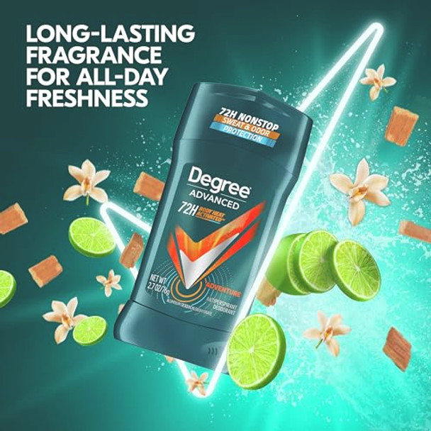 Degree Men Antiperspirant Deodorant Adventure 72Hour Sweat And Odor Protection Antiperspirant For Men With Body Heat Activated Technology 2.7 Oz