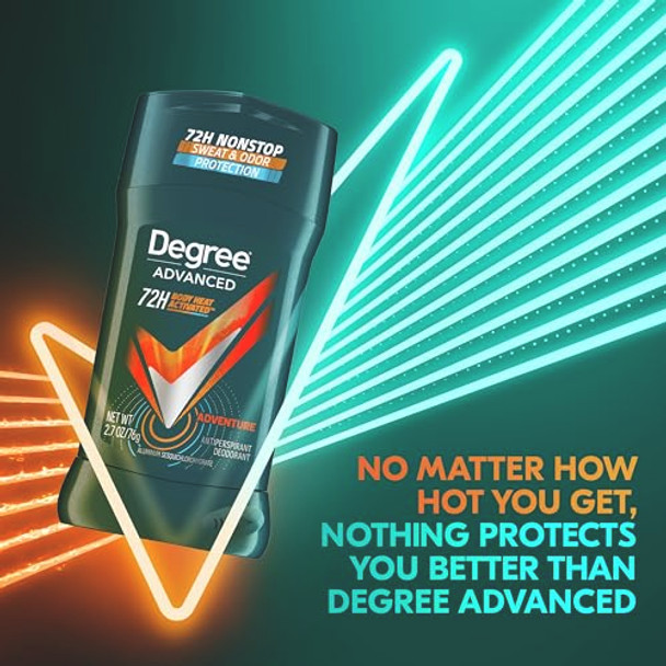 Degree Men Antiperspirant Deodorant Adventure 72Hour Sweat And Odor Protection Antiperspirant For Men With Body Heat Activated Technology 2.7 Oz
