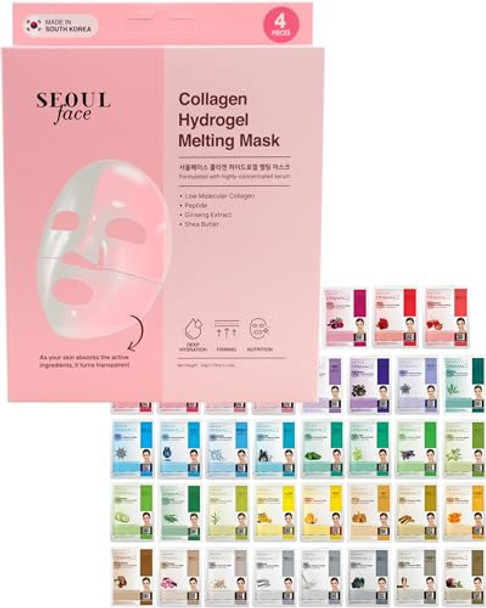Dermal 39 Combo Sheet Mask + Collagen Hydrogel Melting Jelly Gel Mask 4Ea Bundle