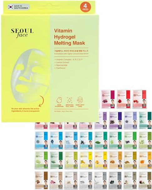 Dermal 39 Combo Pack Sheet Mask + Vitamin Hydrogel Melting Jelly Gel Mask 4Ea Bundle Dermal 39 Combo Pack Sheet Mask + Vitamin Hydrogel Melting Jelly Gel Mask 4Ea Bundle
