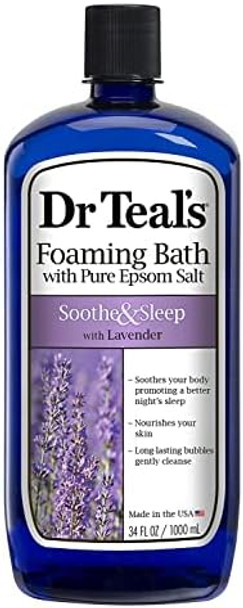 Dr. Teals Pure Epsom Salt Foaming Bath Variety  Set (2 Pack 68Oz Total) Soothe & Sleep Lavender & Sleep Bath With Melatonin Essential Oils Relieve Stress Promote Better Sleep