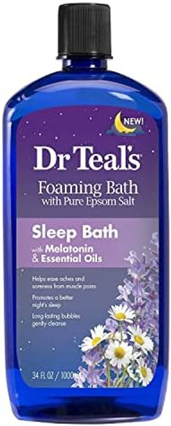 Dr. Teals Pure Epsom Salt Foaming Bath Variety  Set (2 Pack 68Oz Total) Soothe & Sleep Lavender & Sleep Bath With Melatonin Essential Oils Relieve Stress Promote Better Sleep