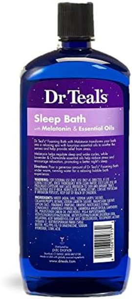 Dr. Teals Pure Epsom Salt Foaming Bath Variety  Set (2 Pack 68Oz Total) Soothe & Sleep Lavender & Sleep Bath With Melatonin Essential Oils Relieve Stress Promote Better Sleep