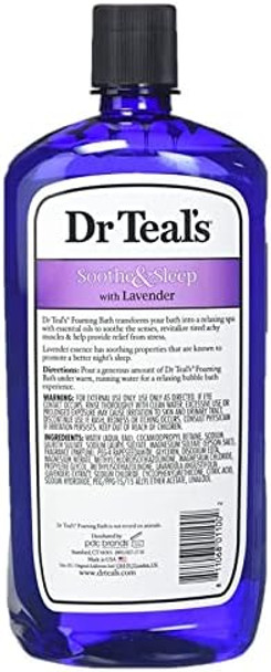 Dr. Teals Pure Epsom Salt Foaming Bath Variety  Set (2 Pack 68Oz Total) Soothe & Sleep Lavender & Sleep Bath With Melatonin Essential Oils Relieve Stress Promote Better Sleep