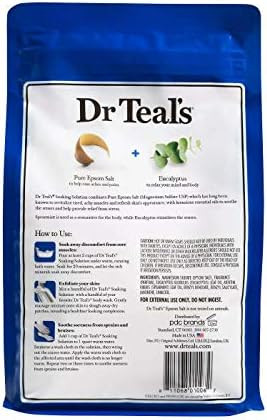 Dr Teal'S Pure Epsom Salt Bath Variety  Set (2 Pack 3Lb Ea.) Relax & Relief Eucalyptus & Spearmint Glow & Radiance Vitamin C & Citrus Essential Oils Soothe The Mind Alleviated Daily Stress