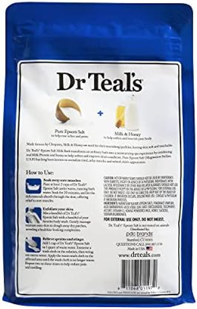 Dr. Teals Soften & Nourish With Milk & Honey Soaking Solution  Set (2 Pack 3Lbs Ea.) Pure Epsom Salt & Essential Oils Softens The Skin Eases Aches & Muscle Pains Relieve Stress At Home