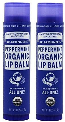 Dr. Bronners Organic Moisture Lip Balm & Magic Massage Balm (Peppermint Lip Balm 2 Pack)