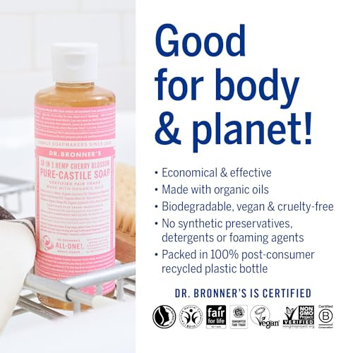 Dr. Bronners Cherry Blossom Purecastile Liquid Soap 240 Ml