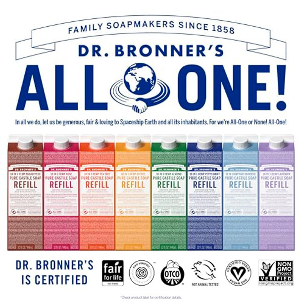 Dr. Bronner'S Magic Soappurecastile Liquid Soap Refill (Citrus 32 Ounce 2Pack)Regenerative Organic  Oils For Body Hair Laundry Pets & Dishes Concentrated Vegan Nongmo Dr. Bronner'S Magic Soappurecastile Liquid Soap Refill (Citrus 32 Ounce 2Pack)Regenerative Organic  Oils For Body Hair Laundry Pets & Dishes Concentrated Vegan Nongmo