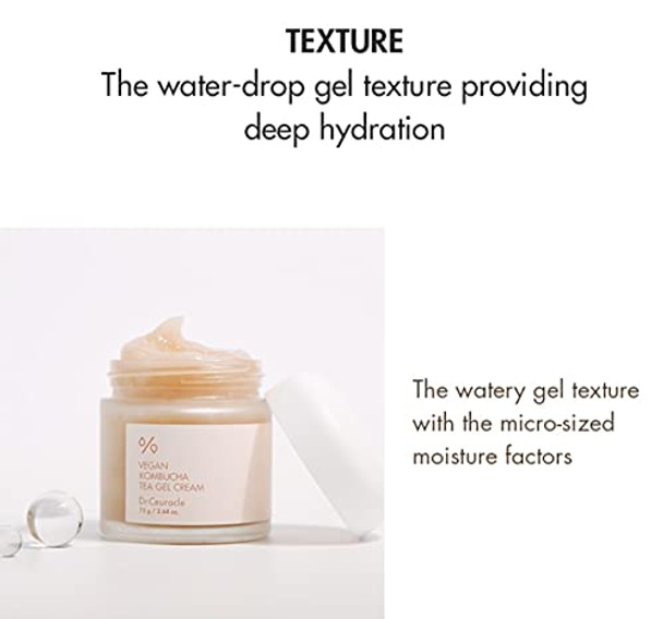 Dr.Ceuracle Vegan Kombucha Tea Gel Cream 2.65 Fl.Oz. Vegan All In One Gel Cream For All Skin Types With Kombucha Tea Extract