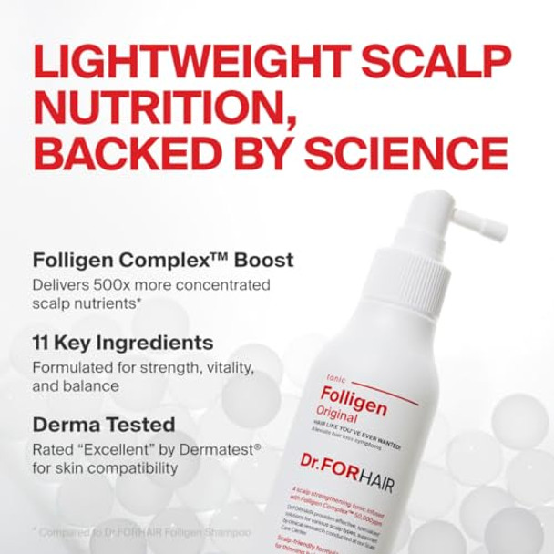Dr.Forhair Folligen Original Tonic 4.06 Fl Oz 120 Ml For Thinning Hair Care Spray Treatment Support Hair Growth Strength Thickening Root Enhancer