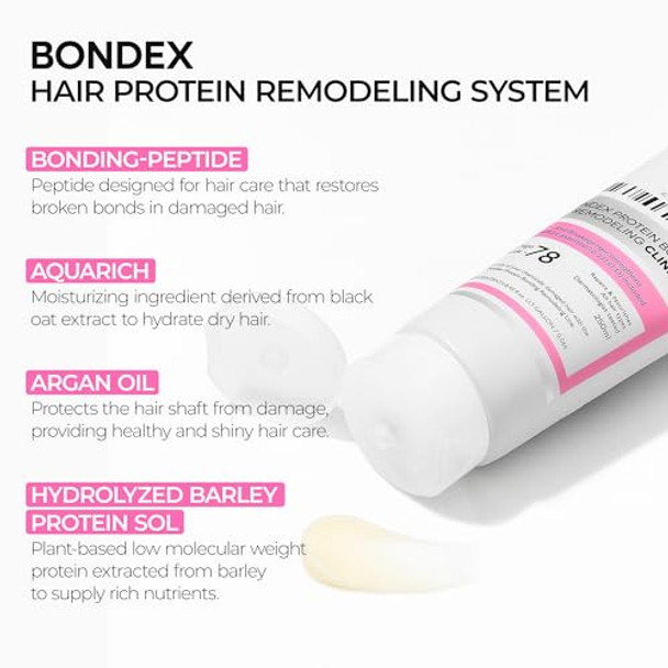 Dr.Melaxin Bondex Protein Bonding Remodeling Conditioner 2Ea+Shampoo 1Ea Hair Clinic For Shiny Hair Strengthening Keratin & Peptides Bonder Repair & Restore Strength Of Dry Damaged Hair
