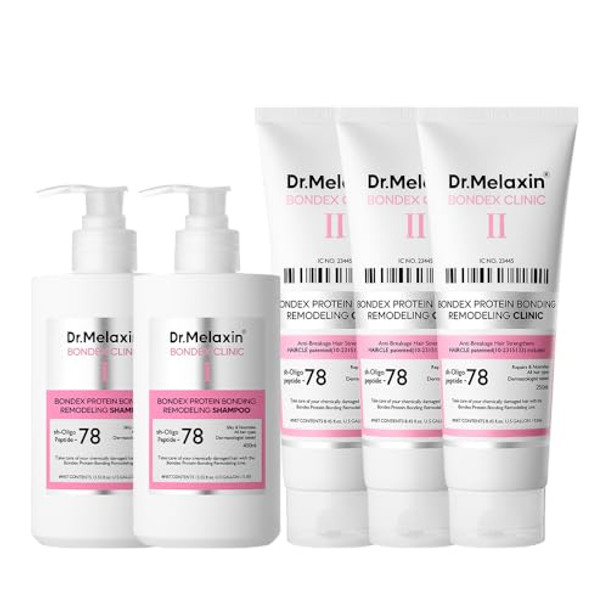 Dr.Melaxin Bondex Protein Bonding Remodeling Conditioner+Shampoo Hair Clinic For Shiny Hair Strengthening Keratin & Peptides Bonder Repair & Restore Strength Of Dry Damaged Hair