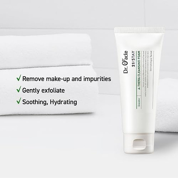 Athera Cleansing Foam Face Wash Facial Cleanser For Sensitive Skin Korean Beauty (3.38Fl.Oz) Dermatologist Tested 21Stay By Dr.Oracle
