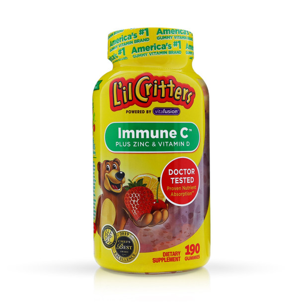 L'il Critters Immune C plus Zinc & Echinacea Dietary Supplement Gummy Bears Assorted Flavors 190 Each