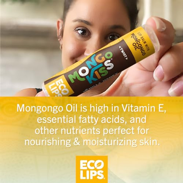 Lip Balm Mongo Kiss 6Pack (6 Tubes) By Eco Lips 100% Organic Beeswax & Cocoa Butter Lip Care With Organic Mongongo Oil Soothe & Moisturize Dry & Cracked Lips Made In Usa. (Peppermint)