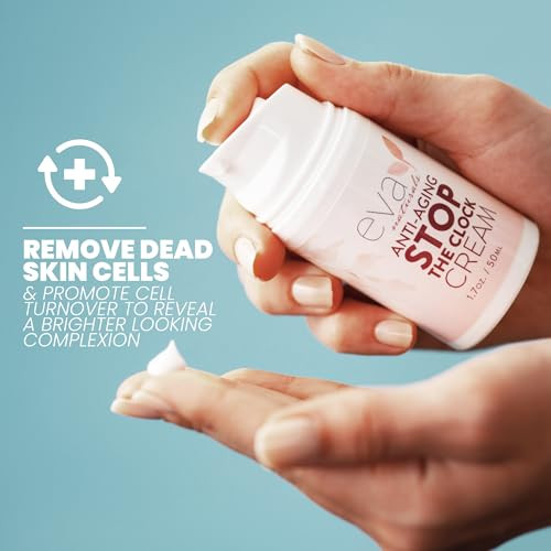 Eva Naturals Stop The Clock Antiaging Cream (1.7Oz) Face Moisturizer Visibly Reduces Wrinkles Facial Skin Care Products With Glycolic Moisturizer For Face Premium Quality Face Cream