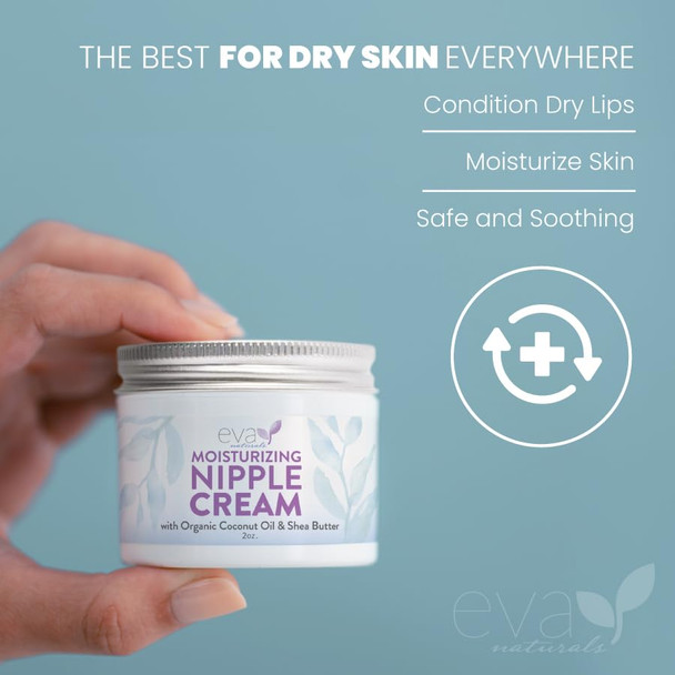 Eva Naturals Safe Nipple Cream For Breastfeeding Nipple Balm For Dry Cracked Nipples Lanolin  Nipple Butter For Breastfeeding Pain With Organic Shea Butter Coconut Butter & Argan Oil