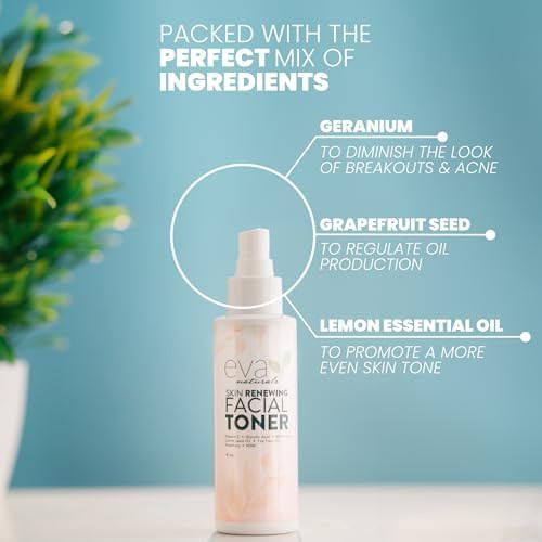 Eva Naturals Witch Hazel Face Toner Dry/Sensitive/Acne/Oily Skin Hydrating Toner (4Oz)