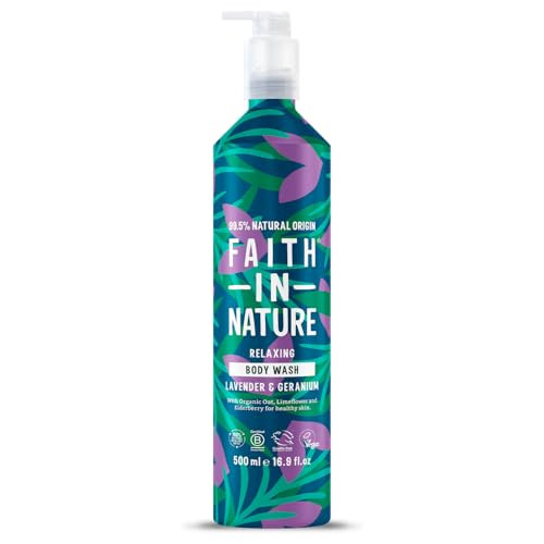 Faith In Nature Natural Aluminium Bottle Body Wash Vegan & Cruelty  No Sls Or Parabens 16.9 Fl Oz Lavender & Geranium