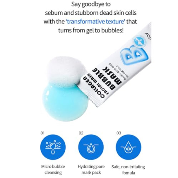 Cica Facial Wash Bubble Mask Korean Pore Cleanser For Blackheads Exfoliator Dead Skin Cells Deep Cleansing & Hydrating Nonirritating & Soothing For Sensitive Skin For Men & Women 20 Pcs