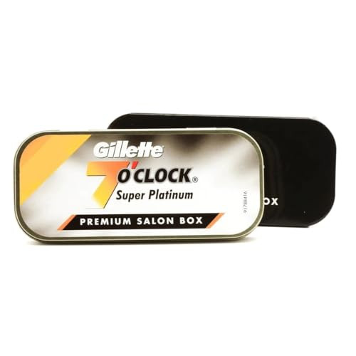100 7 O'Clock Super Platinum Double Edge Safety Razor Blades (20X5) Aka 7'Oclock Black Premium Blades On Display Card