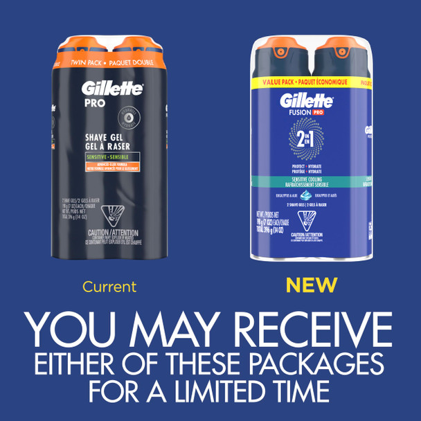 Gillette Pro Shaving Gel For Men Cools To Soothe Skin And Hydrates Facial Hair 7Oz Proglide Sensitive 2 In 1 Shave Gel (Pack Of 2)