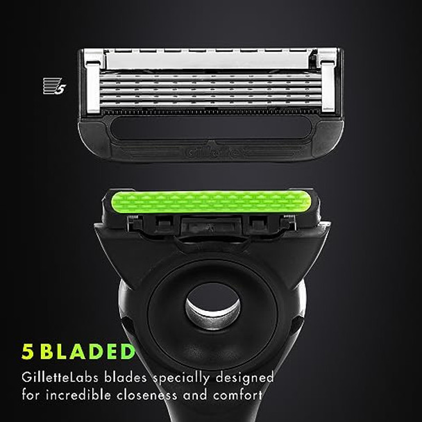 Gillettelabs With Exfoliating Bar By Gillette Razor For Men 1 Handle 1 Razor Blade Refill Includes Premium Magnetic Stand