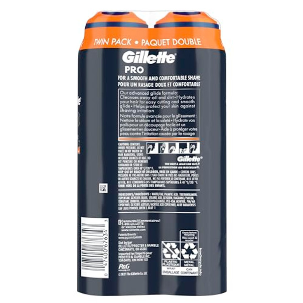 Gillette Pro Shaving Gel For Men Cools To Soothe Skin And Hydrates Facial Hair Twin Pack Total 14Oz Proglide Sensitive 2 In 1 Shave Gel