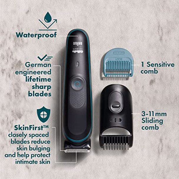 Gillette Men'S Pubic Trimmer Skinfirst Waterproof Cordless Wet/Dry Use W/Intimate Pubic Antichafe Stick Reduces Rubbing & Irritation