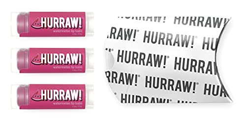 Hurraw Watermelon Lip Balm 3 Pack: Organic  Vegan Cruelty And Gluten . Nongmo 100% Natural Ingredients. Bee Shea Soy And Palm . Made In Usa
