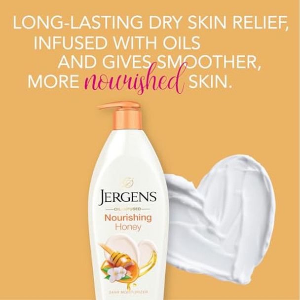 Jergens Nourishing Honey Dry Skin Moisturizer With Illuminating Hydralucence Blend Skin Nourishing Formula Dermatologist Tested 16.8 Oz Pack Of 4
