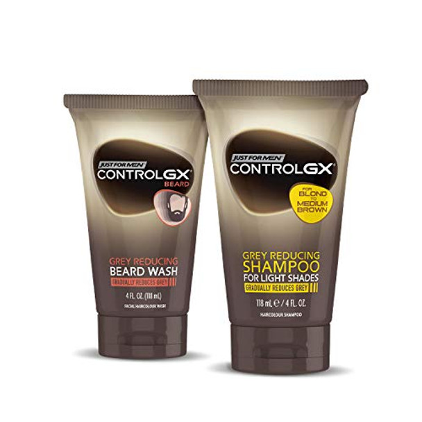 Just For Men Control Gx Multipack Shampoo For Lighter Shades Of Hair And Mustache And Beard Wash Gradually Colors Grey Hair 4 Oz. Bottles