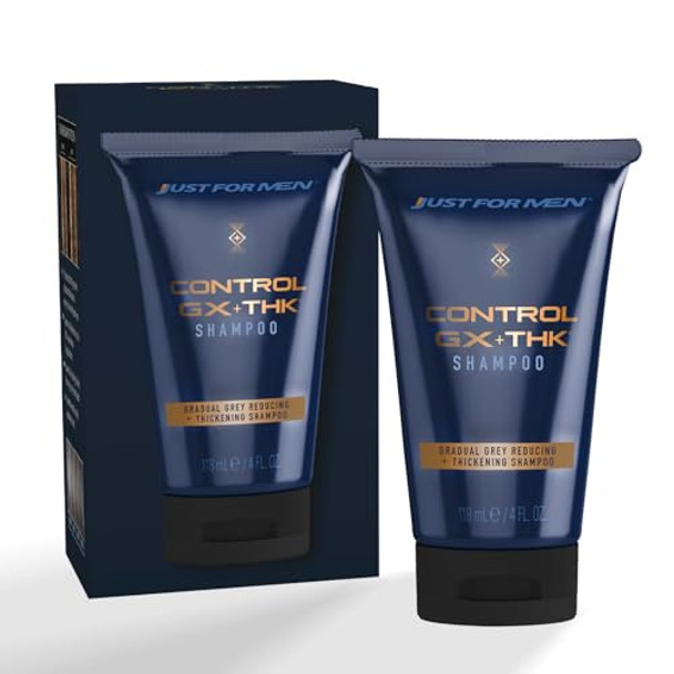 Just For Men Control Gx + Thk Thickening Shampoo With Grey Reduction Shampoo For Thinning Hair With Alpha Keratin Thickens Hair Up To 20% Works With Every Hair Texture 4 Oz