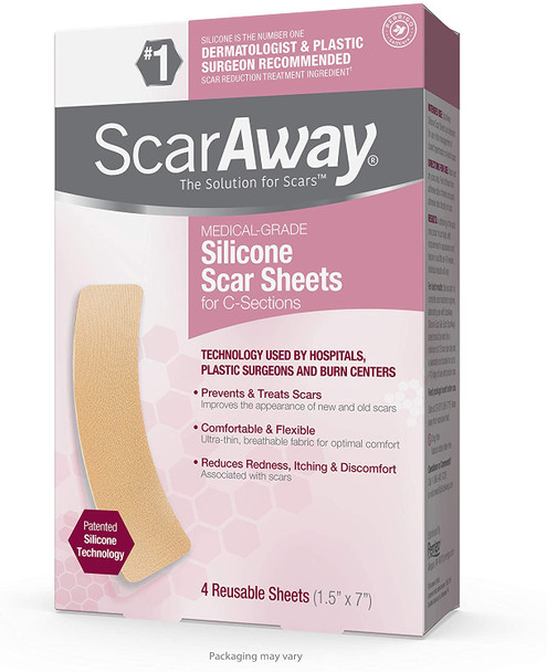 ScarAway for C-Sections, Silicone Scar Sheets 4 ea