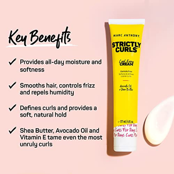 Marc Anthony Curl Cream With Shea Butter & Oils Defines & Softens Curly & Wavy Hair & Strictly Curl Enhancing Styling Foam Extra Hold