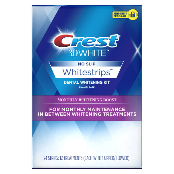 Crest 3D White Whitestrips Monthly Whitening Boost Teeth Whitening Kit, 12 Treatments